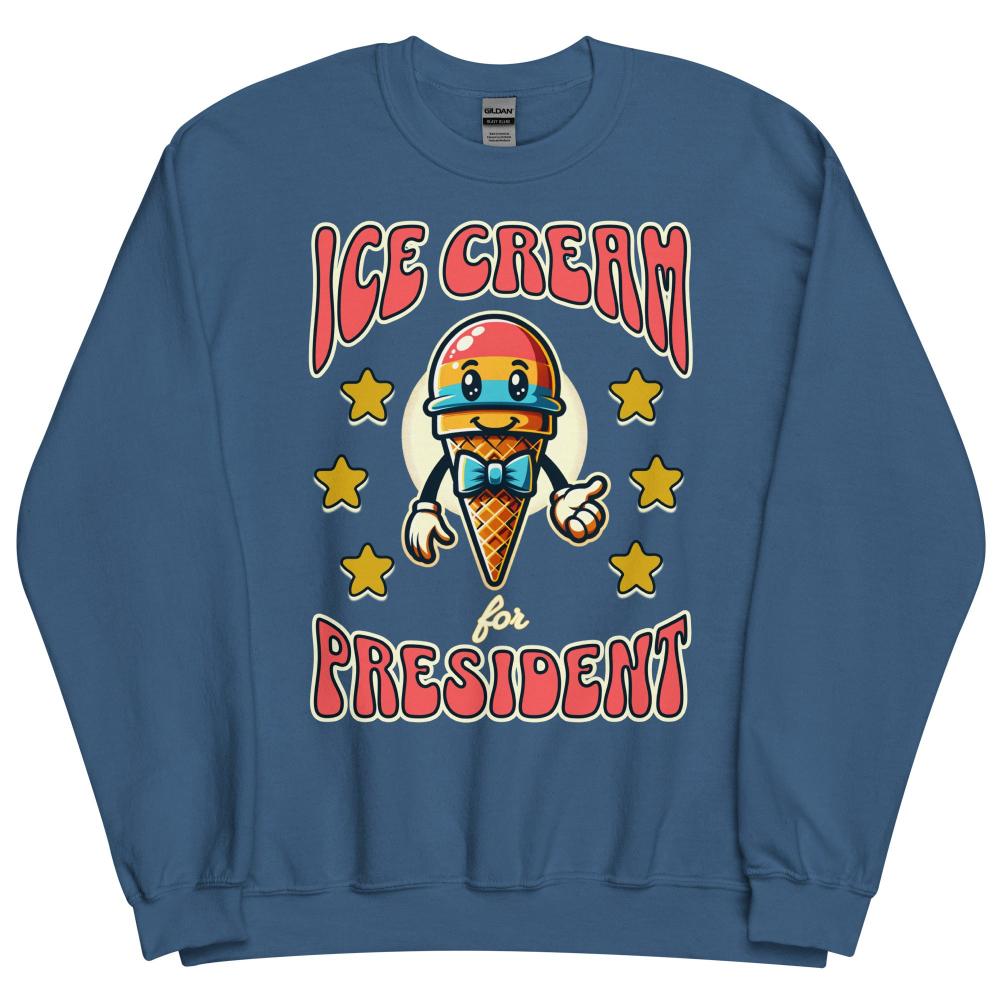 Ice Cream For President Sweatshirt - Indigo Blue Color - https://ascensionemporium.net
